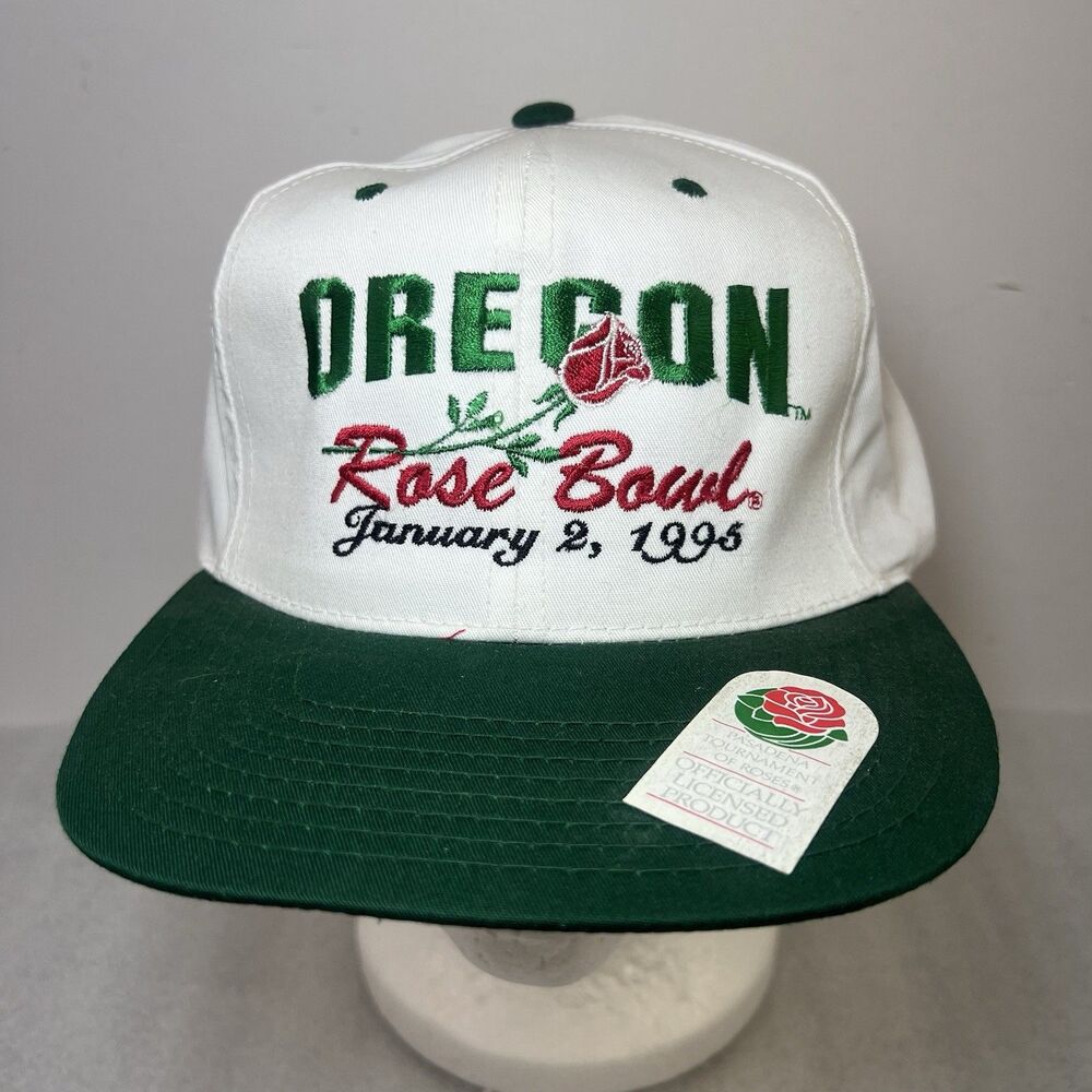 Vintage 90s Oregon Ducks Rose Bowl 1995 Two Tone SnapBack Hat Cotton NCAA NOS